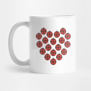 Red Buffalo Plaid Christmas Ornaments Filled Heart Mug